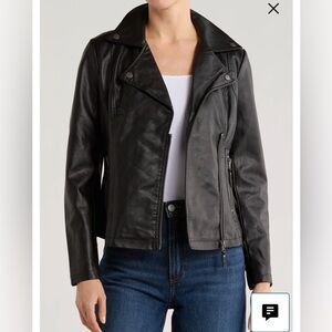 Max Studio Sleek Black Moto Faux Leather Jacket Size Small
